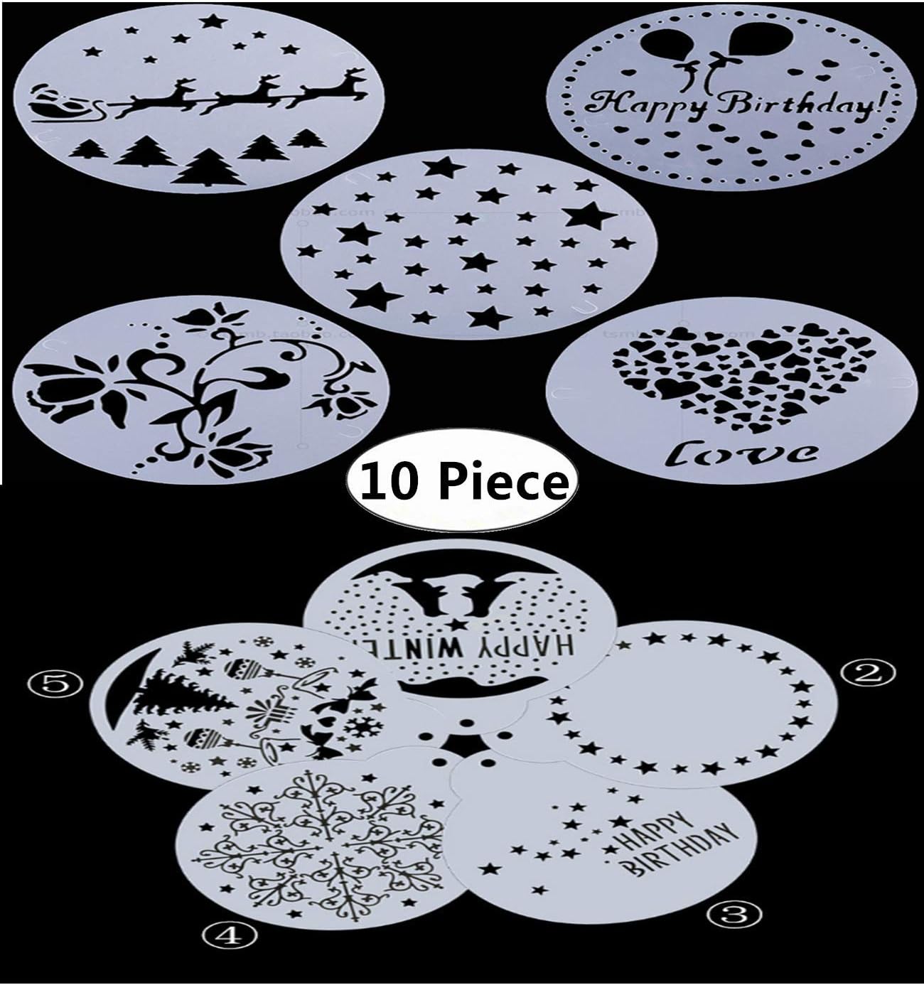 10-Pack Cake Decorating Stencil Molds, Magnoloran Wedding Cake Stencils Cake Templates Spray Floral Cake Molds, Wedding Cake Decorating Stencil Baking Tools, Dessert Decorating Molds