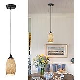 ANYLOVE Vintage Art Brown Pendant Lighting,1-Pack Hand Glass Hanging Light Fixture,Adjustable Cord for Kitchen,Hallway,Dining