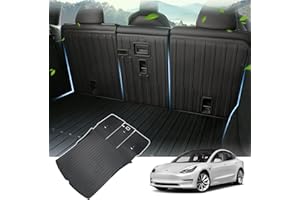 KUST Custom Fit Trunk Mat for 2020-2024 2025 Tesla Model Y Accessories 5 Seater (Not for 7 Seat or Juniper) Cargo Mat Liner Back Seat Protector All Weather Protection Black