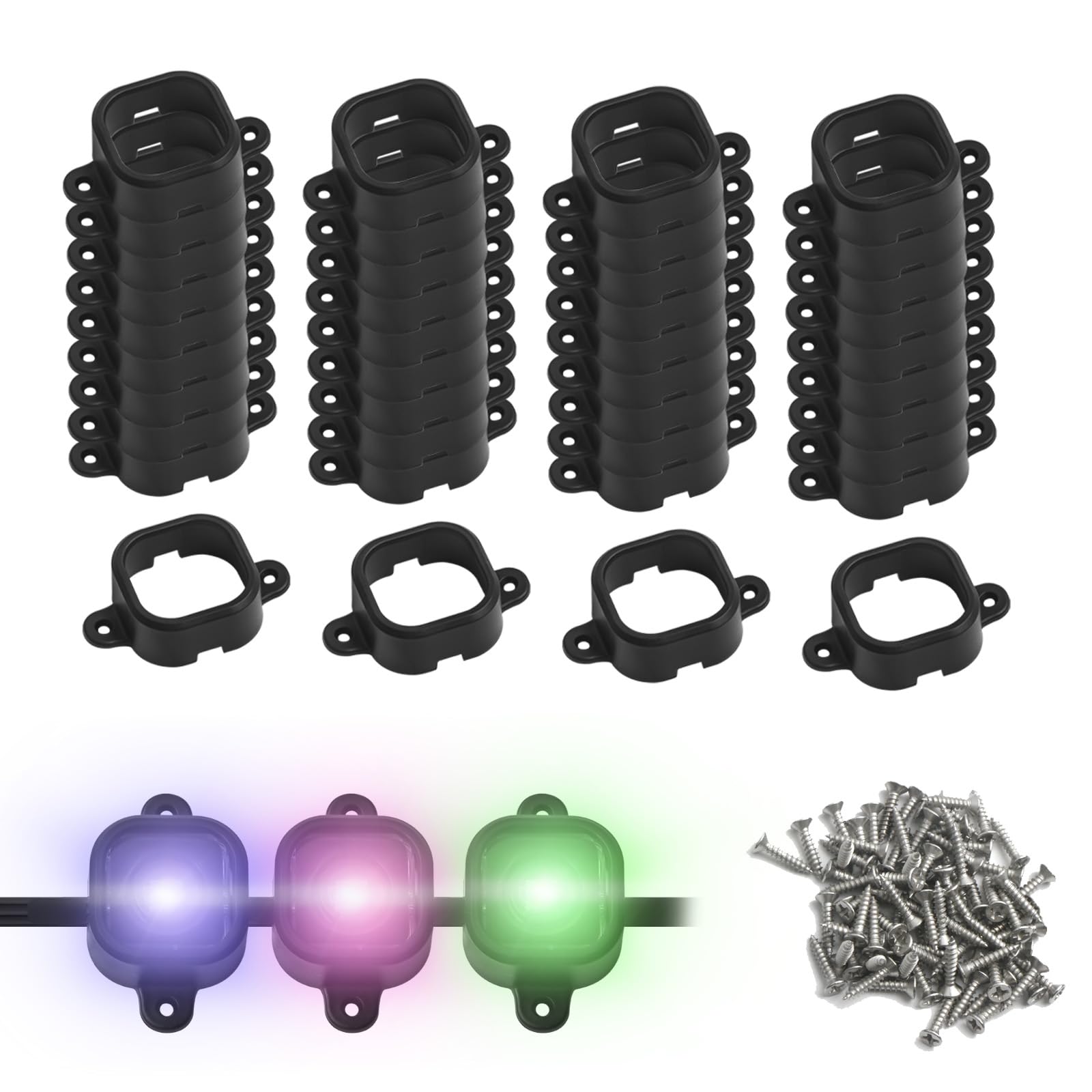 Photo 1 of 120 Pcs Mounting Brackets for Govee Pro Outdoor Lights H706, Install Firmly, No Adhesive Needed (Black) for Govee Pro Permanent Outdoor Lights Extension