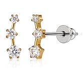 Limerencia Implant Grade Pure Titanium Studs, F136 Hypoallergenic G23 Small Dainty Cubic Zirconia Earrings for Women's Sensitive Ears