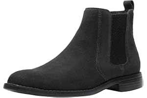 JIONS Men Chelsea Slip On Suede Boots Lightweight Leather Casual Dress Ankle Boot