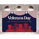 Pudodo Veterans Day Photo Booth Backdrop Honoring All Who Served American Patriotic Holiday Photography Background Wall Decoration