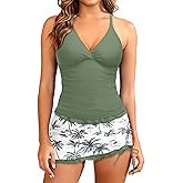 Daci Women Tankini Swimsuits with Skirt - Two Piece Tummy Control Skirted 2PC Bathing Suits Swimwear