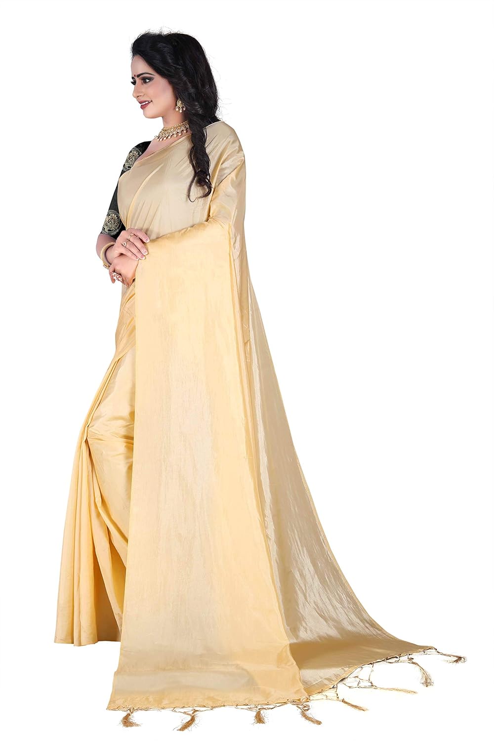 winlecart embrodered blouse plain silk saree