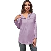 Youdiao Chemo Shirts for Women with Port Access Long Sleeve Side Snaps Dual Zipper for Post Surgery and Dialysis Recovery