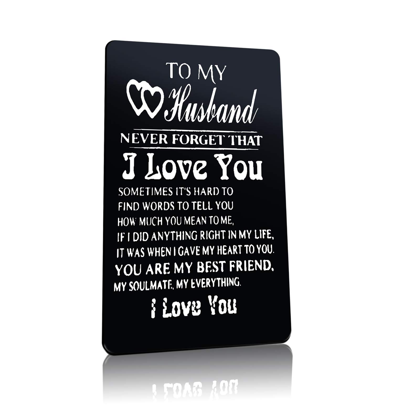 Anniversary Card Gifts for Husband Engraved Wallet Insert Card for Him Valentines Day Gifts Christmas Birthday Gifts for Husband