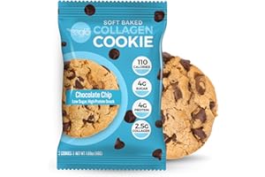 321GLŌ 321glo Collagen Cookies | Soft Baked, High Protein Cookies | Low Carb, Low Sugar | Keto Snack for Women, Men, & Kids | 6 Pack (Chocolate Chip)