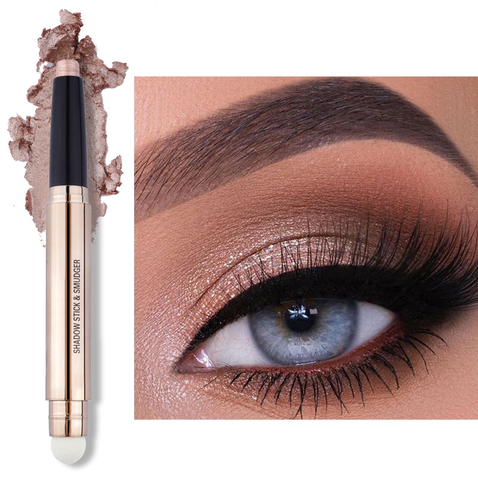 Erinde Shimmer Eyeshadow Stick - Light Gold Glitter Pencil for Eye Makeup 03#