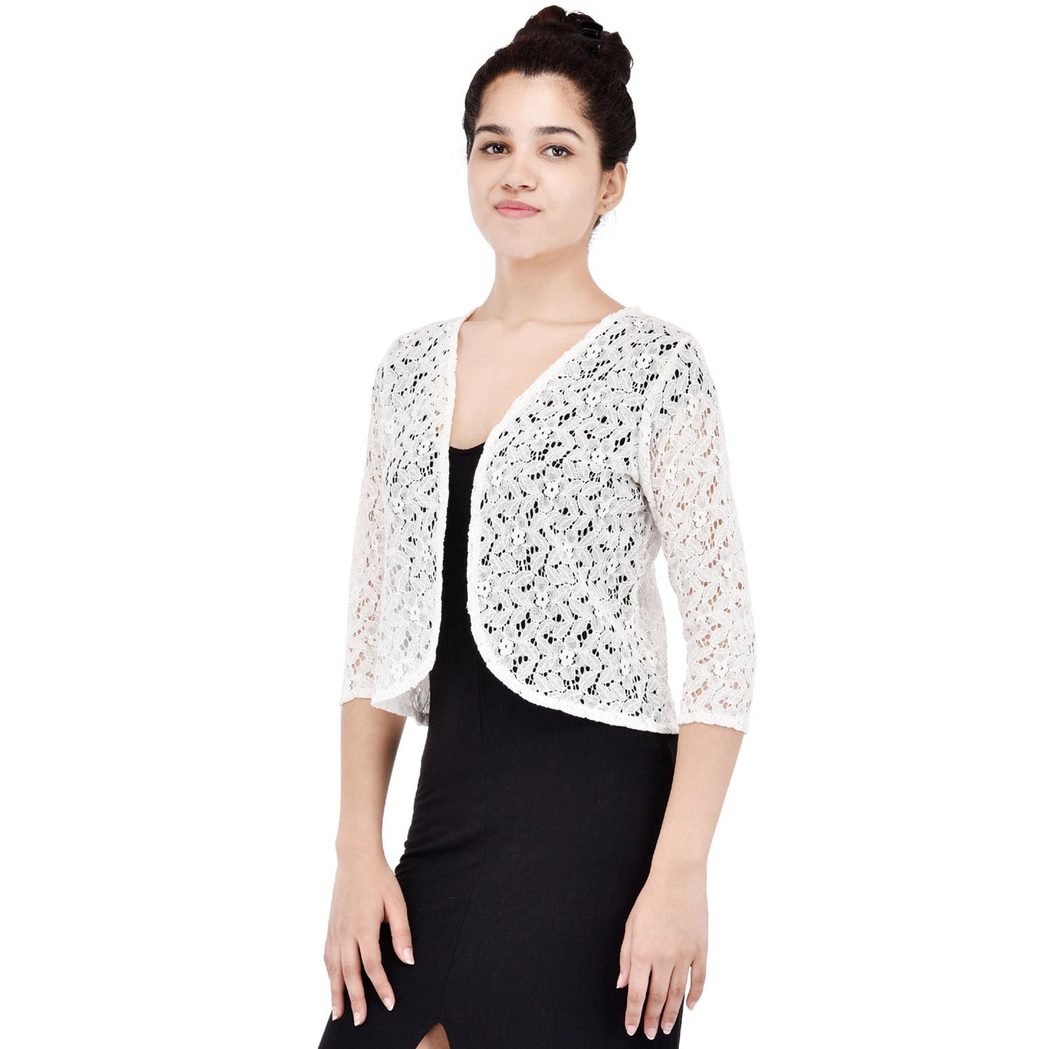 vr designers women casual white sheer shrug