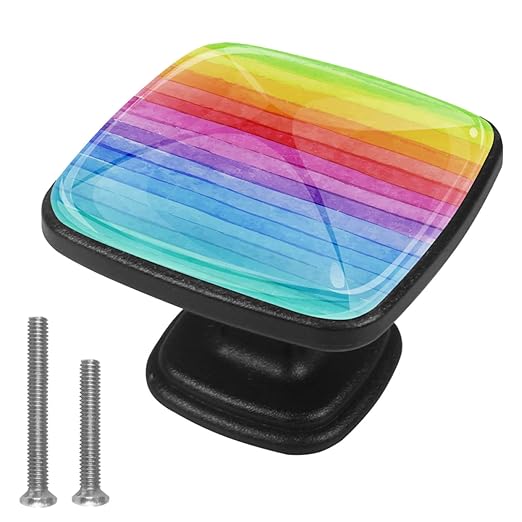 Schrankknäufe und Griffe, Regenbogenfarben mit farbigen Streifen, für