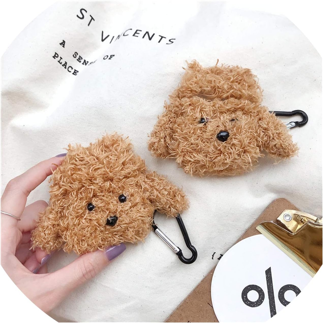 Girl's Lovely Velour Plush Teddy Dog Poodle Puppy Headphone Cover for for Airpods 1/2 Cute Animal Earphone Protection Cases
