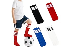 LPMOERA 4 Pairs Toddler Soccer Socks Girls Boys Baseball Softball Sock Football Knee-High Athletic Socks