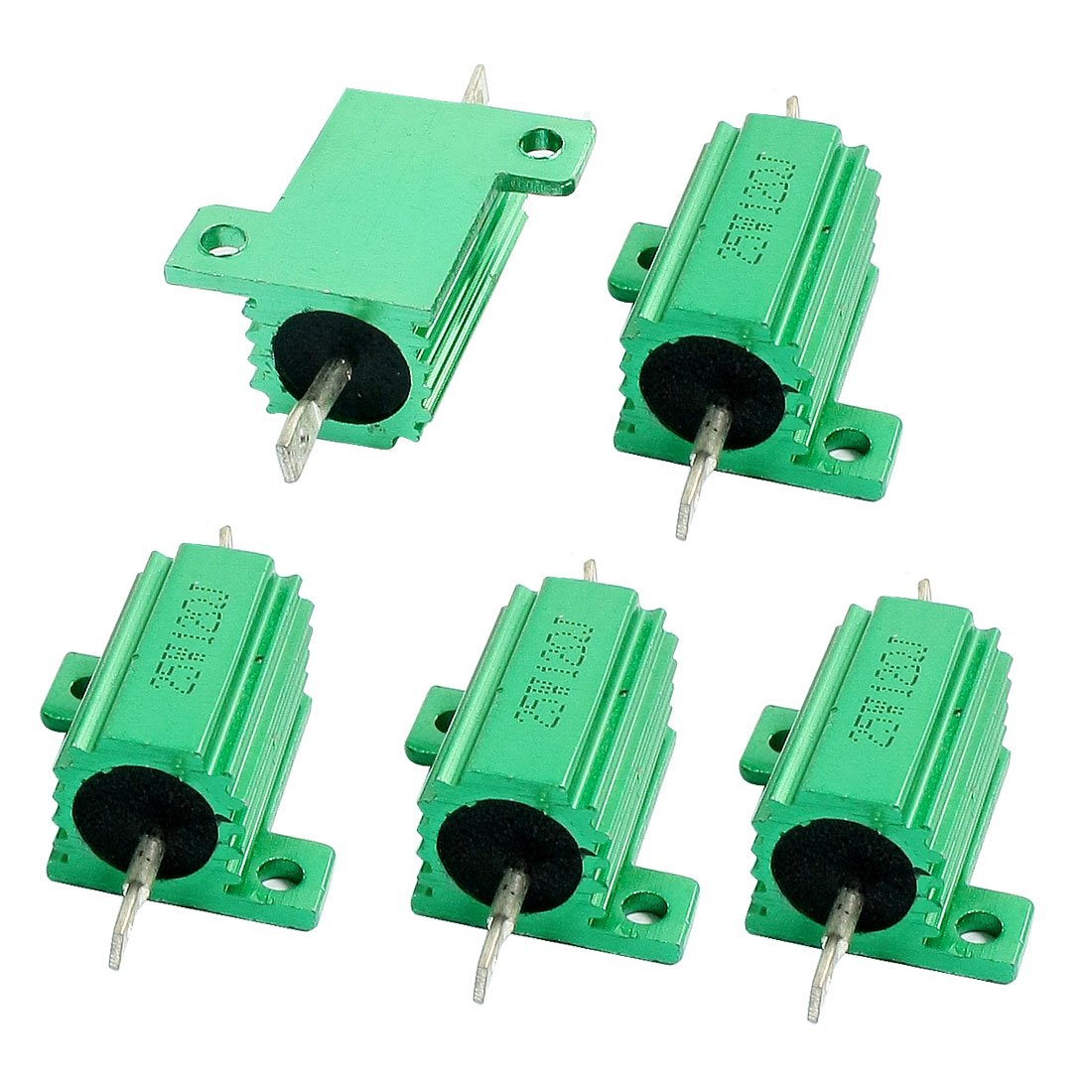 sourcingmap a14041000ux1443 5 Piece Green 40 Ohm 25W Aluminum Chassis Mounted Wirewound Resistor