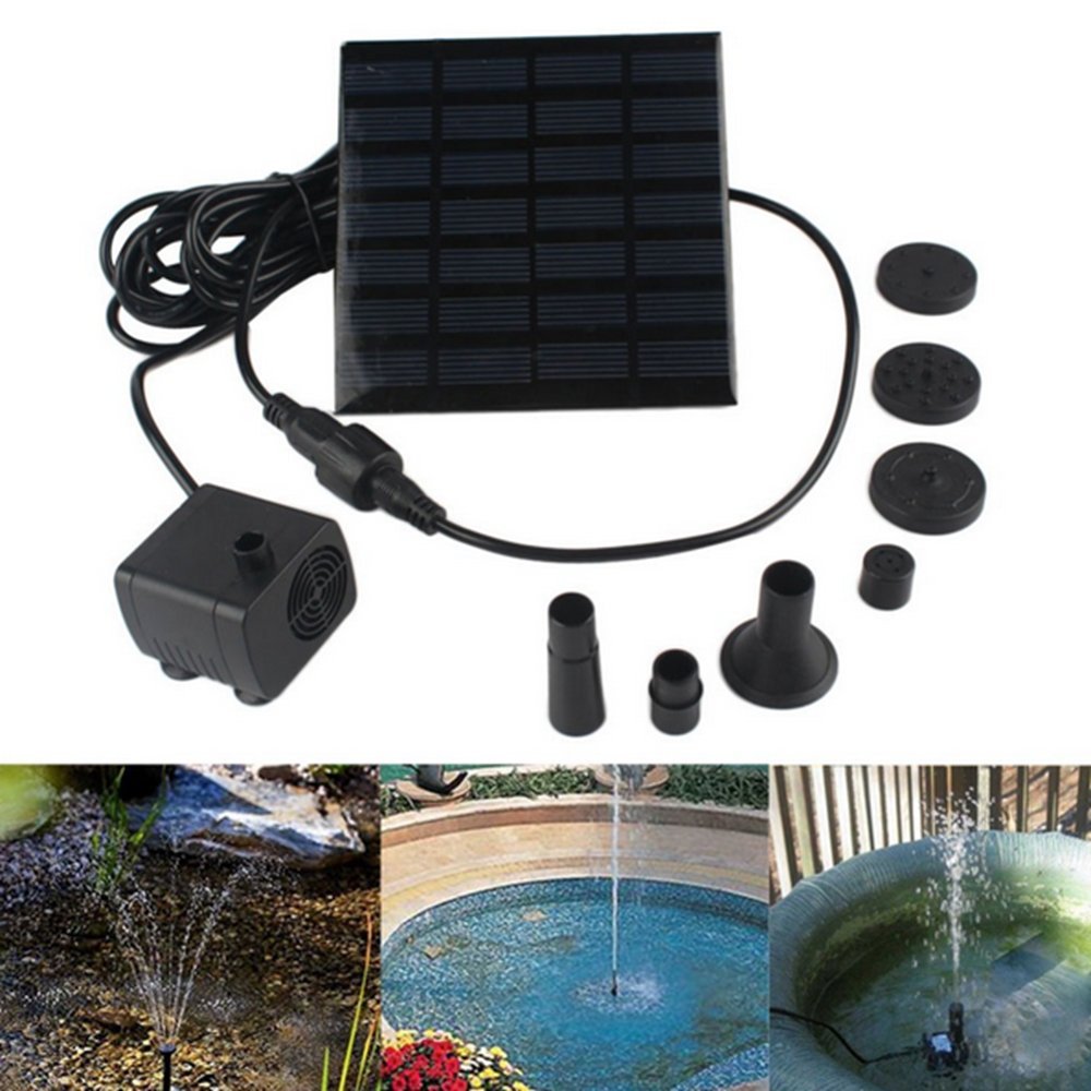 JOMA-E Shop 1.4 Watt Solar Power Water Pump Garden Fountain Submersible Pump Garden Plants Watering Kit (1.4W)