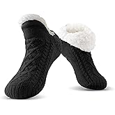 FRESBEIT Slipper Socks Winter Warm Cozy Fuzzy Thermal Thick Fluffy Socks With Grips Non Slip - Fits US 6-12