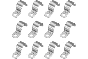 PATIKIL 25mm Rigid Pipe Strap, 12 Pcs 304 Stainless Steel Conduit Clamp 1 Hole Thicken U Bracket Pipe Clamp Tube Strap for Pi