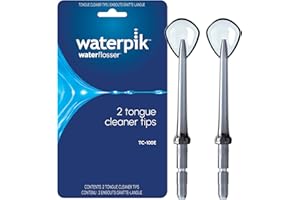 Waterpik Genuine Replacement Tongue Cleaner Tip, Water Flosser Refill Heads Nozzles, Reduce Bad Breath, Improve Oral Hygiene, TC-100E, 2 Count (Assorted Colors)
