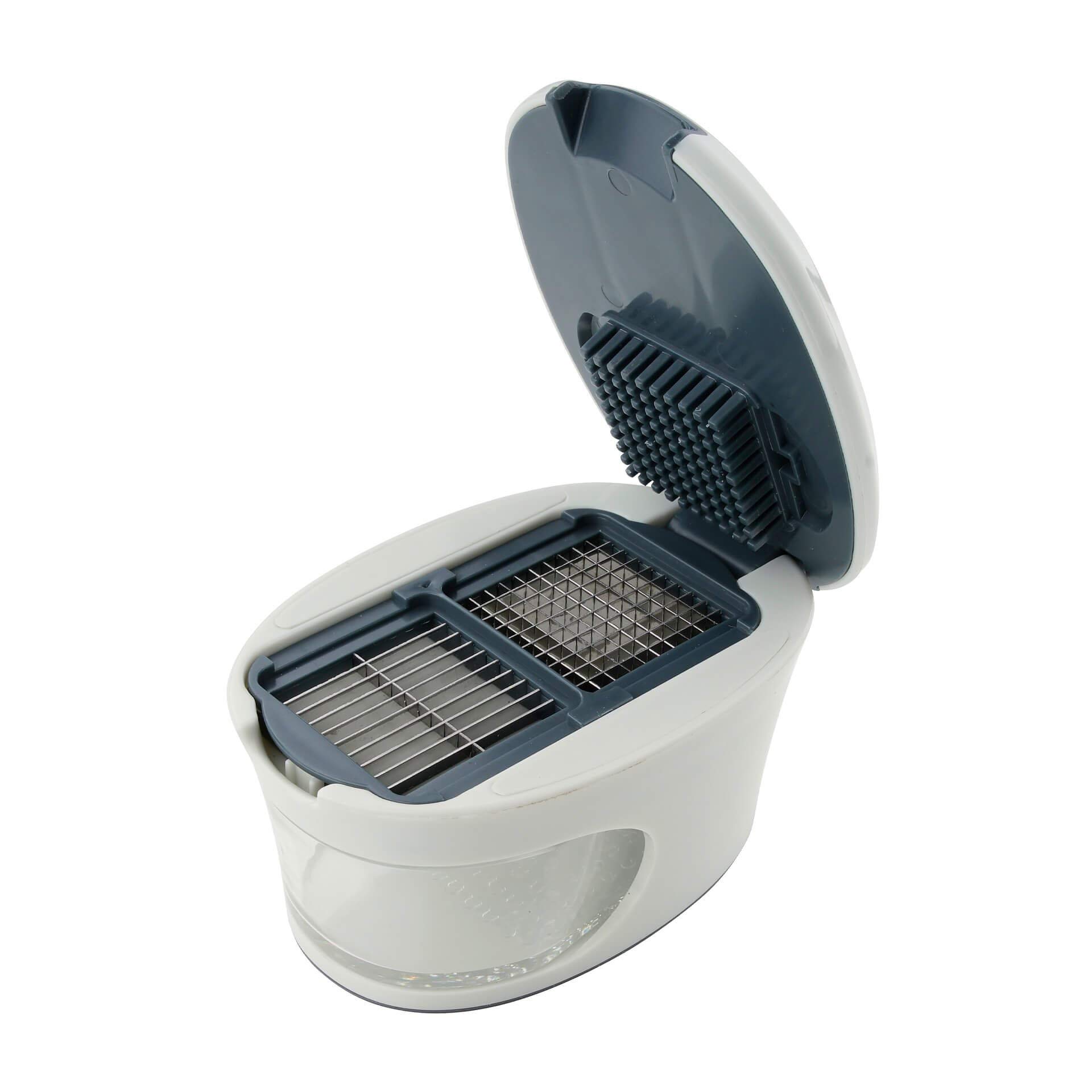 FACKELMANN 27904 Garlic Chopper, Stainless Steel Plastic, White/Blue-Grey