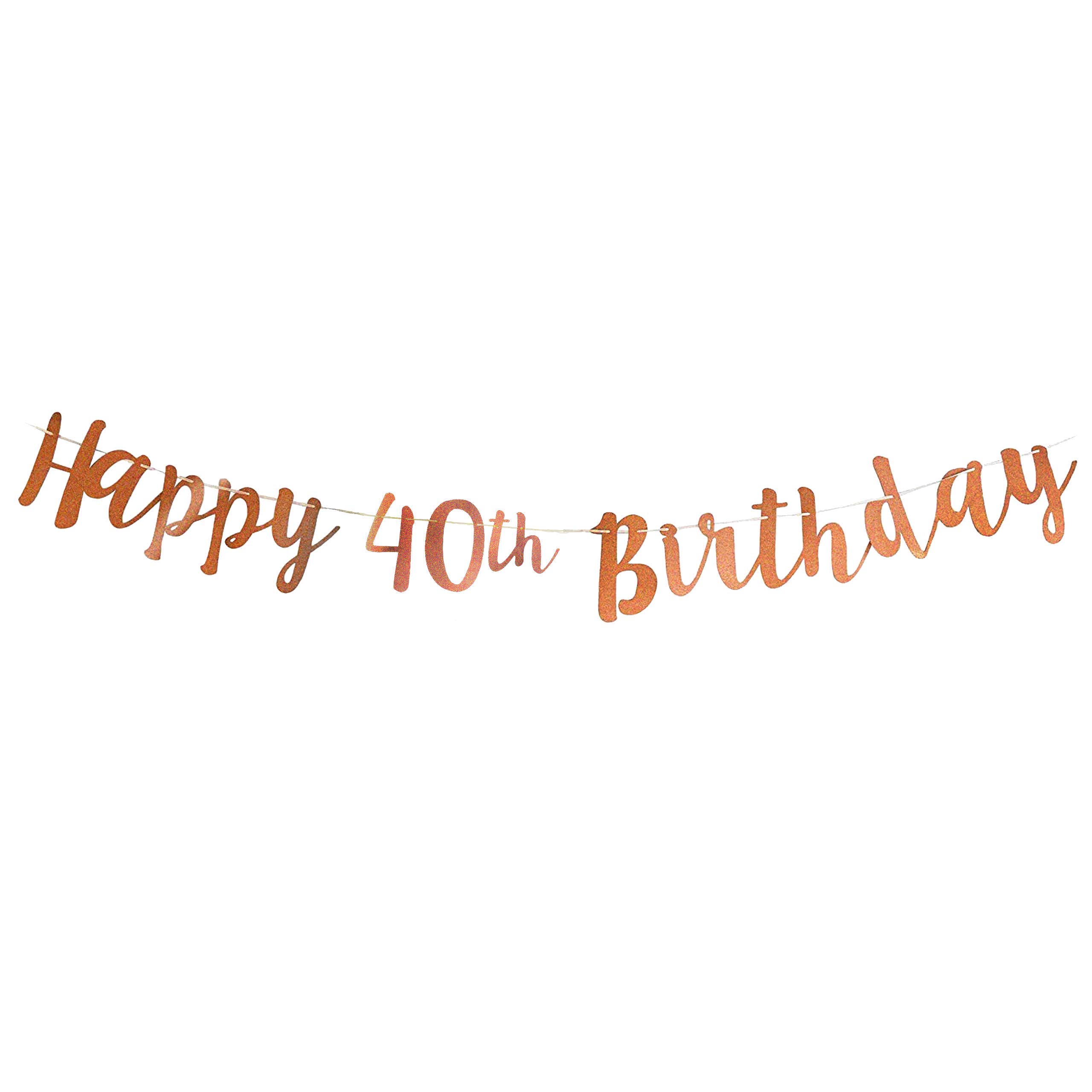 Rose Gold Birthday Banner - 16th 18th 21st 30th 40th 50th 60th - Great Decoration To Celebrate Milestone Birthday (Rose Gold 40th)