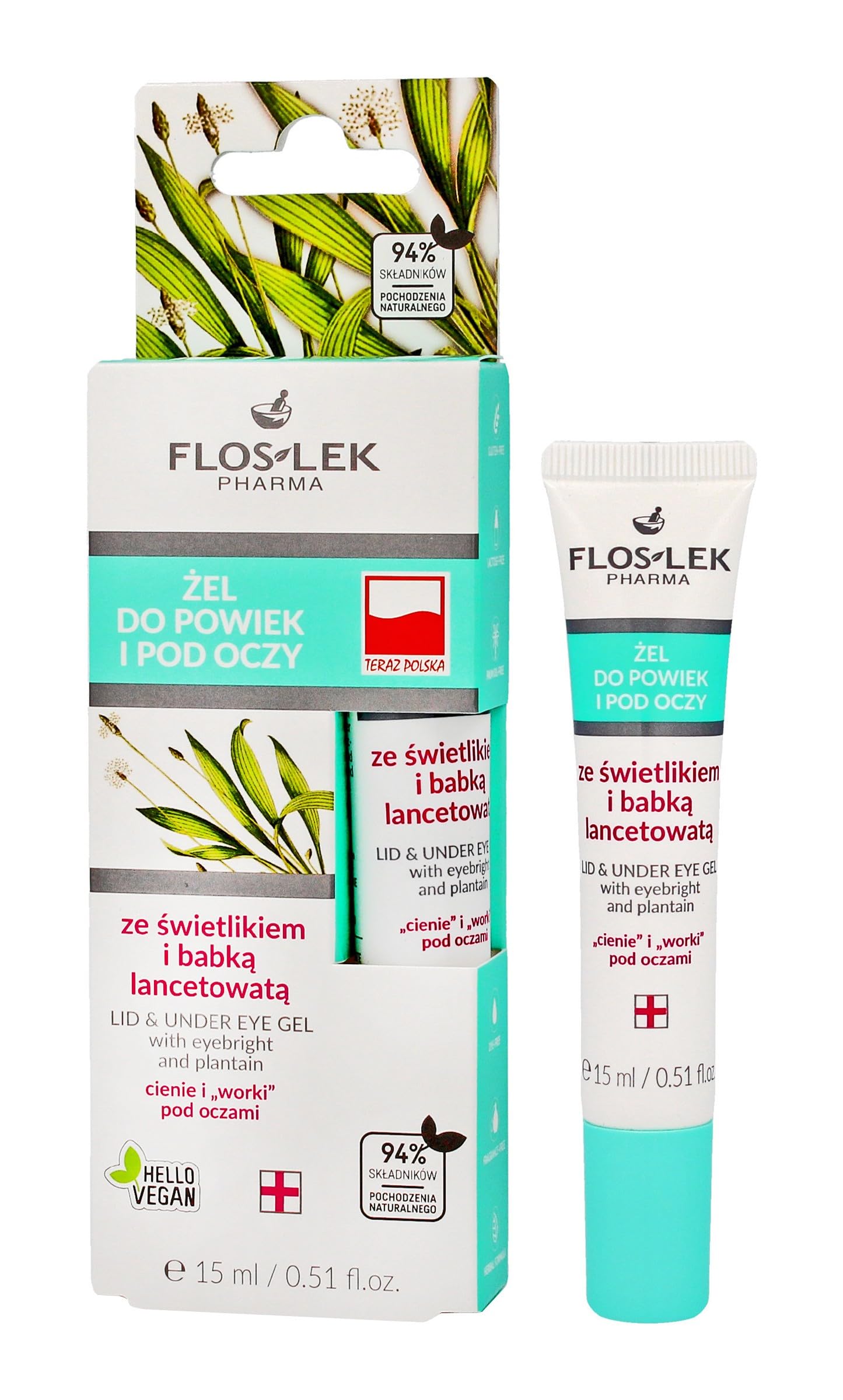 FLOS LEK Lid & Under Eye Gel with Eyebright and Plantain15ml