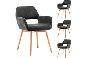 YEEFY Mid Century Modern Dining Chairs Set of 4 & 2 & 6 Comfy Accent Chair Upholstered Fabric Kitchen Dining Living Room Chairs for Bedrooms Waiting Room Home Arm Desk Chair No Wheels (Charcoal, 4)