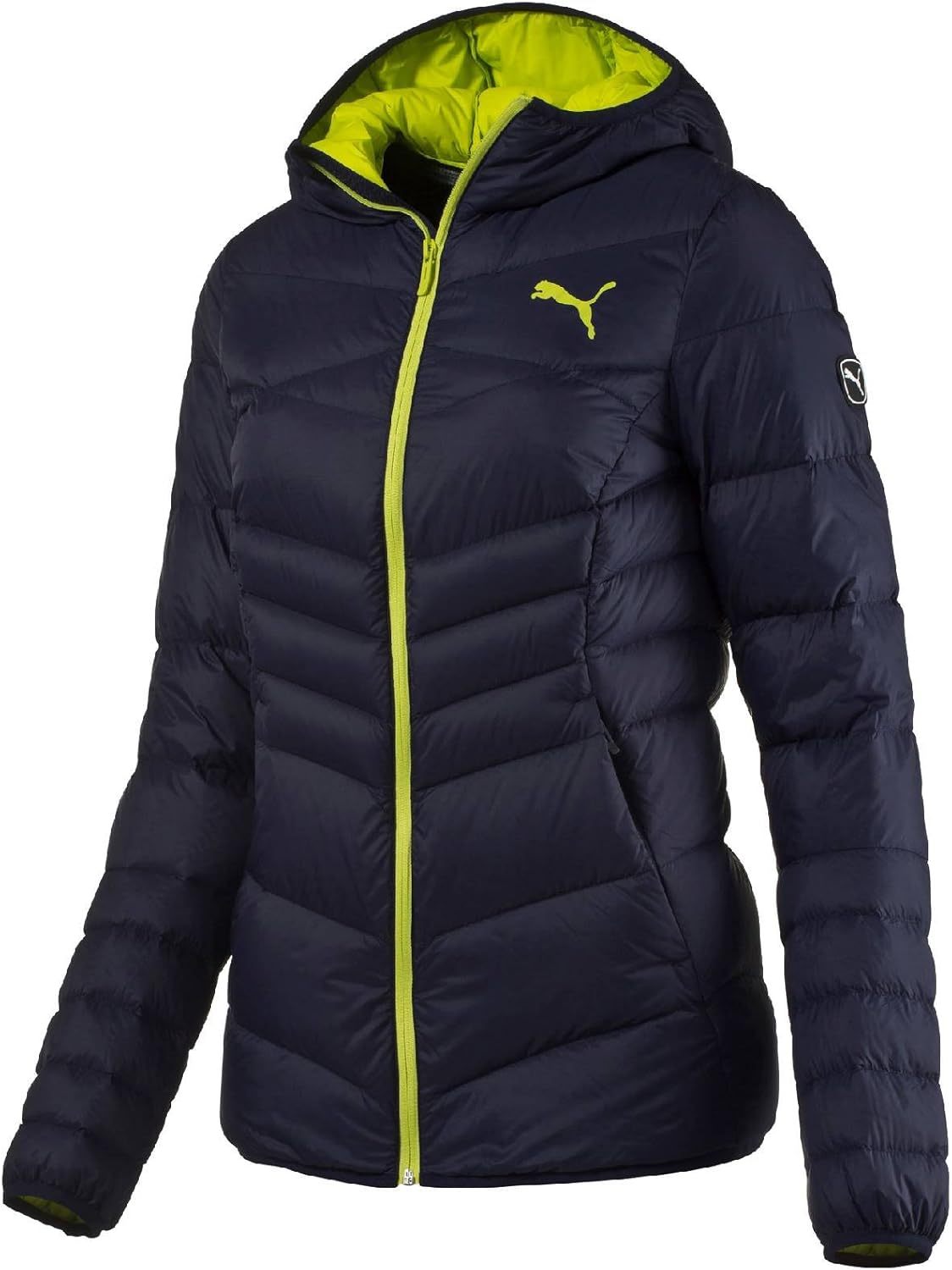 puma down filled black jacket with hood