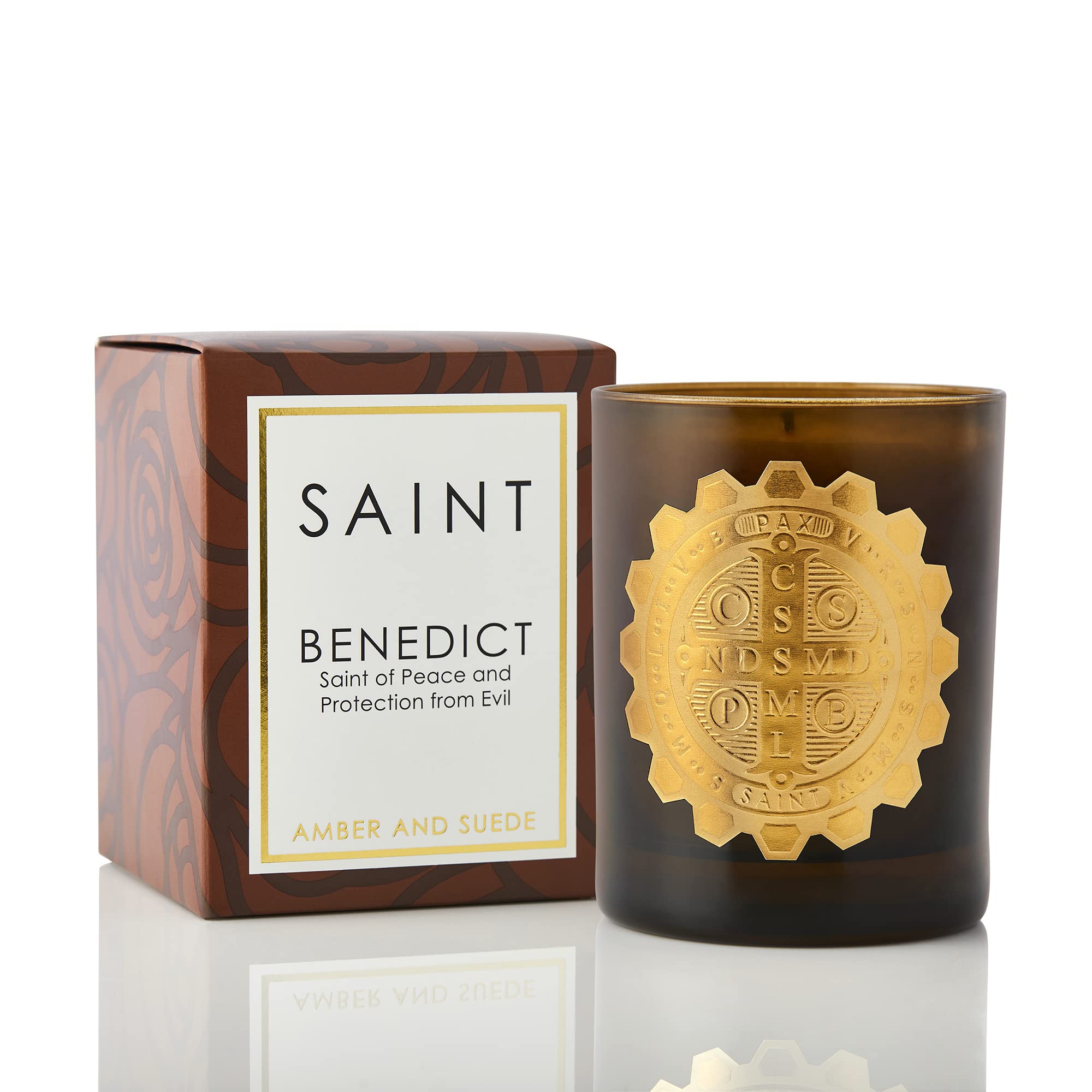 Photo 1 of SAINT Saint Benedict Scented Candle with Prayer and Prayer Coin, Saint of Peace and Protection from Evil, Soy Coconut Aromatherapy Candle with 80 Hour Burn Time, Special Edition