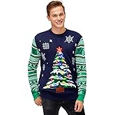 LED Ugly Christmas Sweater for Men, Unisex Women Xmas Pullover with Light for Party Festive Festive Christmas Tree Medium