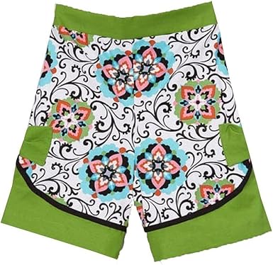 Little Miss Fashion Big Girls Green Floral Geometric Scroll Mixed Pattern Cotton Shorts 10 Amazon Co Uk Clothing
