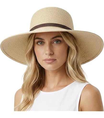 Amazon.com: Foldable Big Straw Hats for Women Dome Black  display picture 3