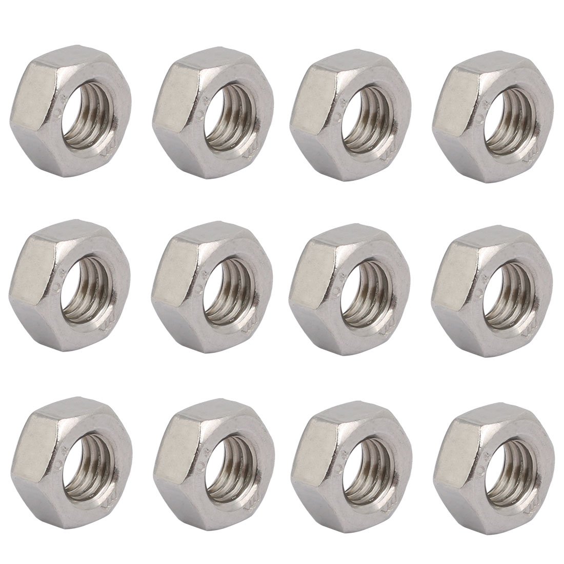 Sourcingmap 12pcs M8 x 1.25mm Pitch Metric Thread 304 Stainless Steel Left Hand Hex Nuts