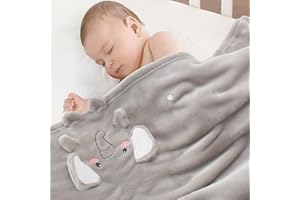 BABYHUGGLE Baby Blanket, Foldable Elephant Shape Plush Blanket, Super Soft Warm Breathable Receiving Blankets Newborn Nursery Swaddle Blankets Gifts for Crib Stroller Boys Girls Birthday Baby Shower