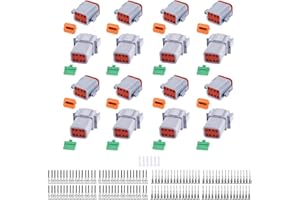 DEUTUSACC 166 PCS Deutsch DT Grey 8 Pin Connectors 8 Set, Waterproof Electrical Wire Connector with Stamped Contacts and Seal Plug for Truck, Off-Road Vehicles, Construction, Agriculture, Motorcycle Wiring