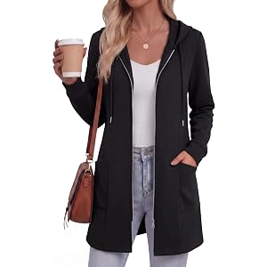 Zeagoo Hoodies for Women Fall Zip up Jacket with Pocket 2026 S-3XL | Womens Zip up Hoodies,Tunic Sweatshirts for Women,Casual