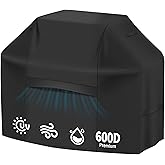 iCOVER Grill Cover 82 Inch, BBQ Grill Cover for Outdoor Grill, 600D Heavy-Duty Waterproof BBQ Cover, Large Barbecue Gas Grill Covers for Weber, Charbroil, Brinkmann, Nexgrill and More, Black