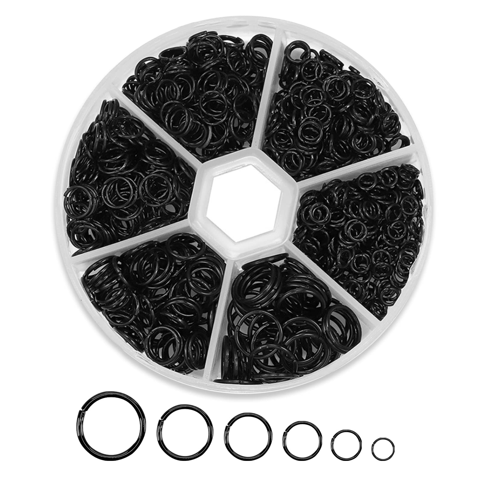 Photo 1 of 1000Pcs Black O Ring Connectors Metal Open Jump Rings Set 304 Stainless-Steel Jump Rings for Jewelry Making Connectors 4mm 5mm 6mm 7mm 8mm 10mm (Black)