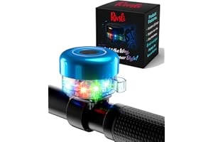 LED Light Up Bike Bell for Kids & Adults，Loud Crisp Sound Bicycle Bell with 3 Lighting Modes，Rechargeable Adjustable Strap Bi