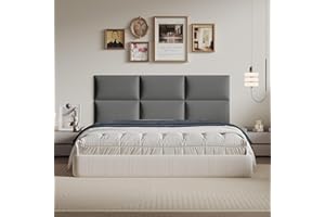 MAQQL Industrial Dark Gray Linen Non-Adhesive Headboard 24x12 Inch 6-Panel Kit - Peel and Stick Design for Queen Beds, Temporary Space Solution