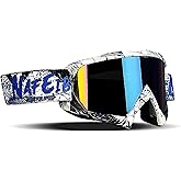 YOHOG ATV Goggles Dirt Bike Goggles Motorcycle Motocross Goggles MX&UTV Helmet Goggles Offroad Racing Goggles Dustproof Anti-Fog UV400 Skiing Goggles for Men Women Adult Youth Kids（Color Lens）
