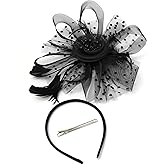 JUNBESTN Fascinators Hat Tea Party Headwear for Women Flower Mesh Feathers Headband