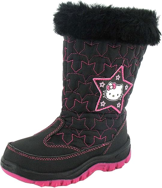 Hello Kitty New Girls/Childrens Black Snow Boots, Kitty Motif to Side