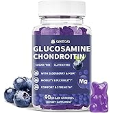 GRTGG Glucosamine Chondroitin Gummies with MSM & Elderberry Extra Strength 3000MG - Joint Support, Antioxidant Immune Support Supplement for Adults, Men & Women - 90 Blueberry Gummies