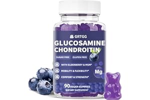 GRTGG Glucosamine Chondroitin Gummies with MSM & Elderberry Extra Strength 3000MG - Joint Support, Antioxidant Immune Support Supplement for Adults, Men & Women - 90 Blueberry Gummies