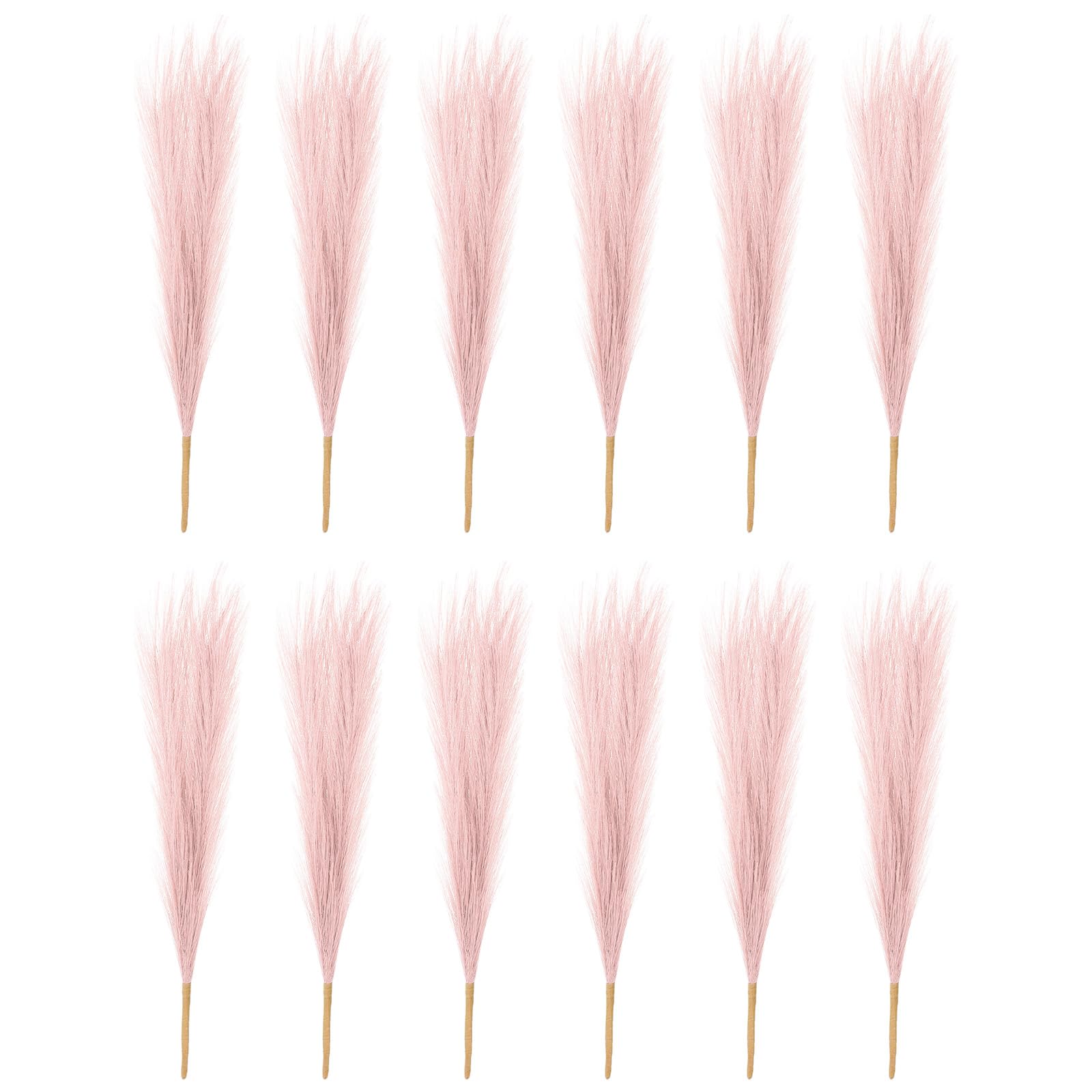 PATIKIL 17 Inch Faux Pampas Grass, 12 Pcs Boho Decor for Home Decoration Artificial Tall Fluffy Stems for Wedding Flower Party Vase Arrangement Centerpieces, Light Pink