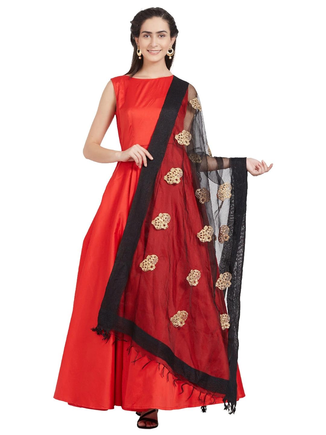 dupatta bazaar woman's gold embroidered organza jute border dupatta