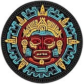 3.5" Aztec Patch - Embroidered Aztec Mayan Mexican Vintage Mixico Applique Appliques Iron On Sew On Patches for Holes, Clothing, Jeans, Hat, Backpacks, Clothes - Aztec Iron On Patch