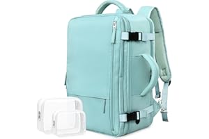 Rinlist Travel Backpack for Men Women, TSA Friendly Carry-on Backpack Luggage Airline Approved, Personal Item Backpack Bag, Backpack for Traveling, Blue-Green
