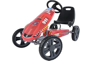Hauck Speedster Pedal Go Kart with Adjustable Bucket Seat for Kids Ages 4 to 8, Fire Rescue