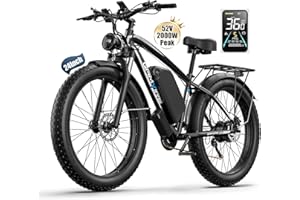 GAMVIRE 24"/26" 52V 19.2Ah Electric Bike for Adults, 1500W Peak 2000W E-Bike, Max 36MPH &70Miles, Hydraulic Disc Brake, Off Road Snow Mountain Pedal Assist Fat Tire Fast E-Bicycle, UL 2849 Certified